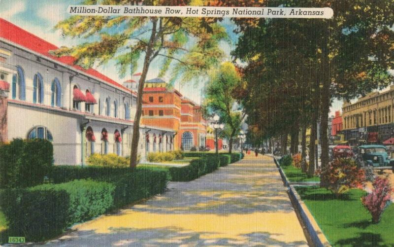 Postcard Million-Dollar Bathhouse Row Hot Springs Arkansas