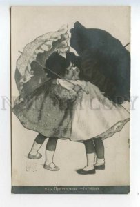 490543 Bessie Pease GUTMANN Girl Gossips DOLL Dog Vintage postcard #923 RUSSIA