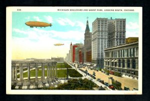 #237l Michigan Blvd. & Grant Street, South Chicago TWO BLIMPS FLYING  Unused