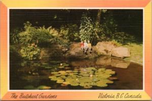 Butchart Gardens Victoria BC Water Lillies Unused Vintage Linen Postcard D41