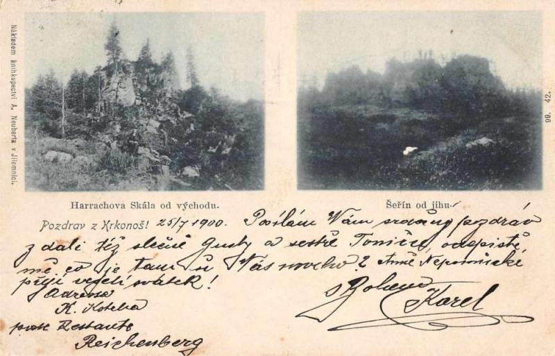 Harrachova Czech Republic Scenic View Antique Postcard J45998