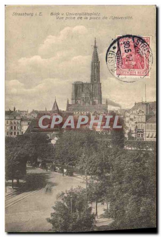 Old Postcard Strassburg shooting instead of the university