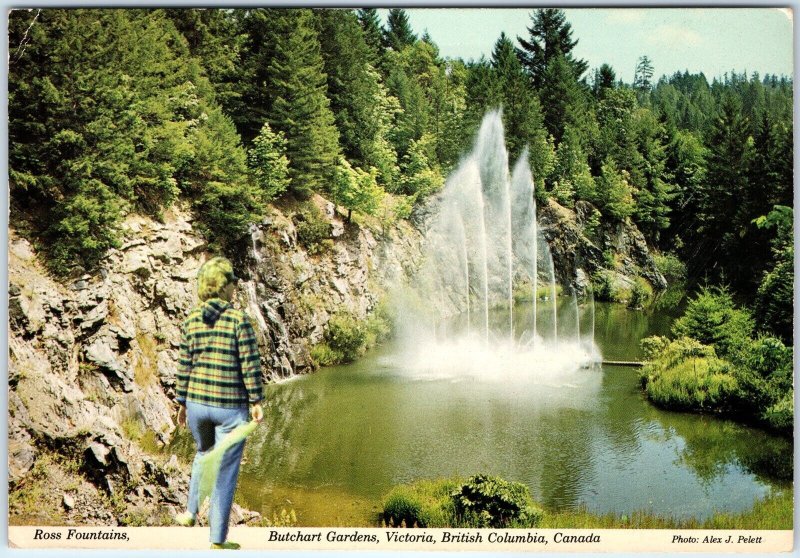 c1970s Butchart Gardens, Victoria, British Columbia, Canada Ross Fountains M23