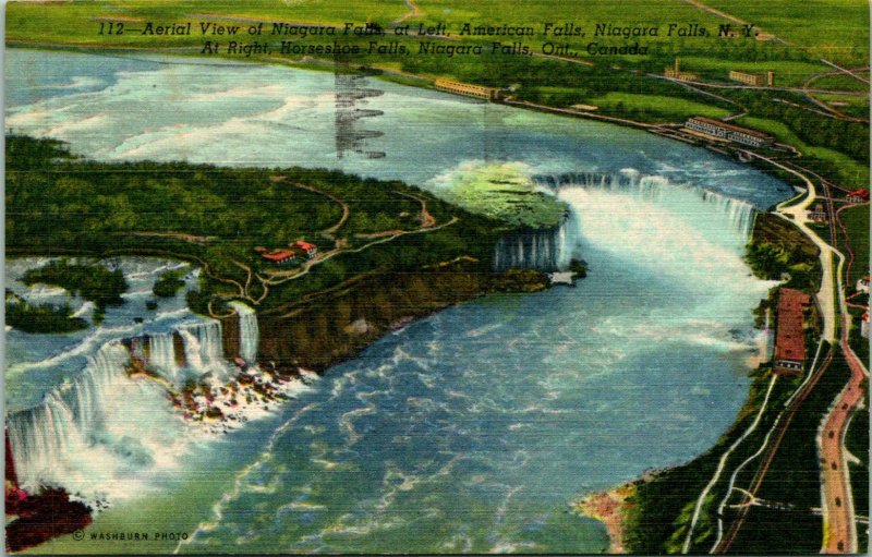 Niagara Falls NY Aerial View of Falls Postcard used (30684)