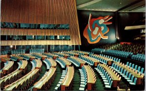 Interior United Nations Greneral Assembly Hall UN NY New York Postcard VTG UNP  