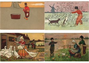 ARTIST SIGNED DUTCH FOLKLORE Mostly LITHO Pre-1930 400 Vintage Postcards (L3153)