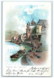 1901 Boat Scene Partie Am Coblenz (Koblenz) Germany Antique Posted Postcard