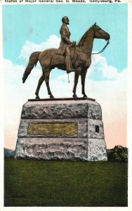 Vintage Postcard 1926 Statue Major General Geo. G. Meade Gettysburg Pennsylvania