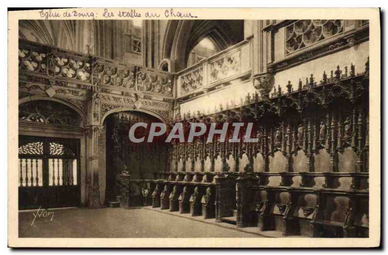 Old Postcard Bourg Eglise de Brou The Stalls Choir