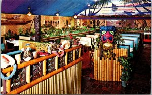 Vtg Brockton Burlington MA Pacific Hut Tiki Bar Restaurant Postcard