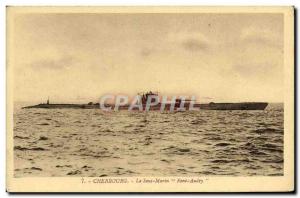 Old Postcard Boat War Submarine Audry Rene Cherbourg