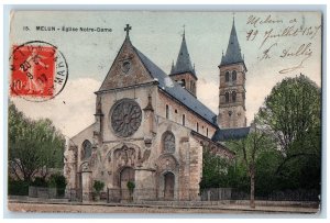 Melun Seine-et-Marne ile-de-France France Postcard Notre Dame Church 1907