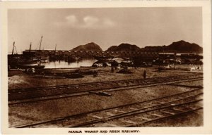 PC ADEN MAALA WHARF AND RAILWAY REAL PHOTO YEMEN (a31472)