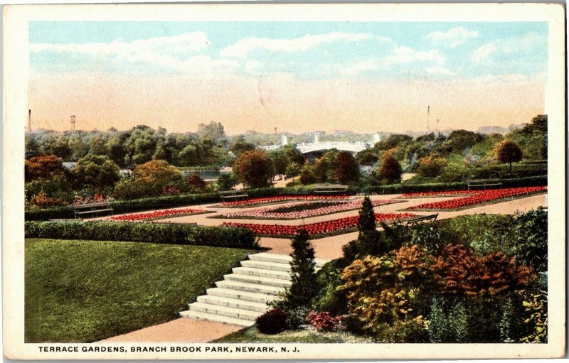 Terrace Gardens, Branch Brook Park, Newark NJ c1916 Vintage Postcard I36