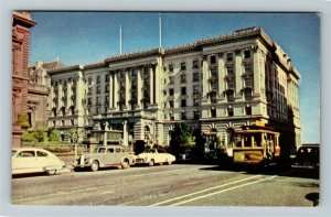 San Francisco CA-California, Fairmont Hotel, Cable Car, Chrome Postcard