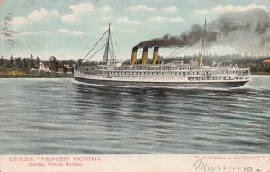 CPR Steamer Princess Victoria Harbor BC Canada 1907 postcard
