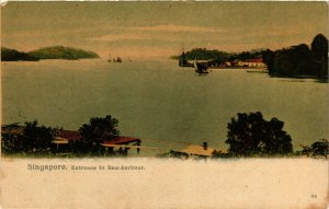 PC CPA SINGAPORE, ENTRANCE TO NEW-HARBOUR, VINTAGE POSTCARD (b4280)