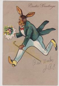 LP04   Easter Holiday, Vintage Postcard, rabbits, fantasy, 