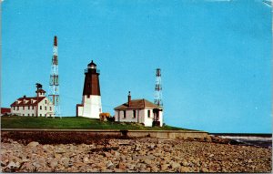 Vtg 1950s Point Judith Lighthouse Rhode Island RI Chrome Postcard