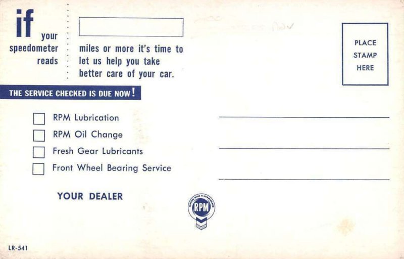 RPM Wheel Bearing Grease Automotive Car Advertising Vintage Postcard AA50239
