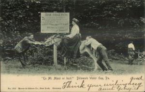 Delaware Water Gap PA True Ridgepath Woman Donkey Silly Men Postcard c1905