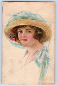 Artist Signed Postcard Pretty Woman Painted By Pearle Fidler LeMunyan 1913