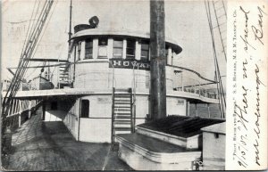 Postcard Pilot House & Bridge Steamer Howard M. & M. Transport Co. 1907 M68