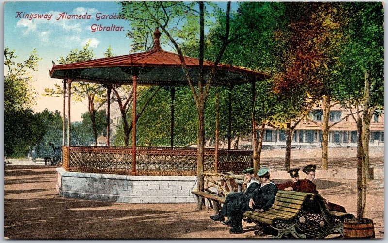 Kingsway Alameda Gardens Gibraltar Bench Park Recreational Area Postcard