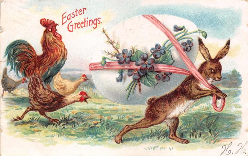 LOT OF 2 GREAT EASTER GREETING POSTCARDS~BOTH HAVE SMALL TEAR ON LEFT MARGINS
