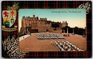 Edinburgh Castle The Esplanade Scotland Marching in Front of the Castle Postcard