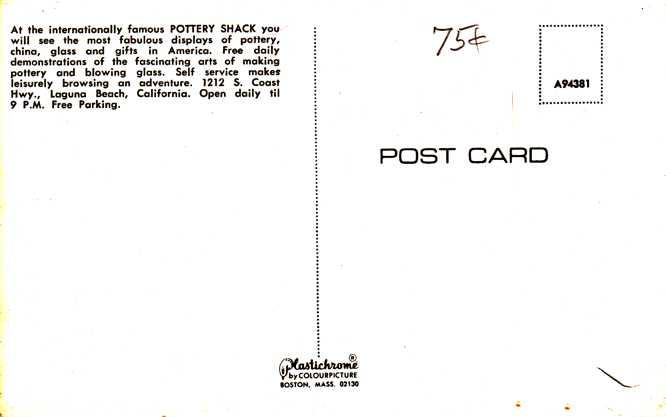 AD for Pottery Shack, Laguna Beach CA, California