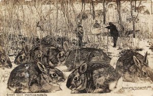 RPPC Shooting Rabbits Hunting Exaggeration 1910 Martin Vintage Postcard