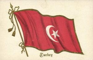 turkey, National Flag, Patriotic (1910s) Embossed Postcard