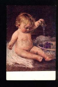 035680 Boy playing w/ Water by STORCH vintage postcard