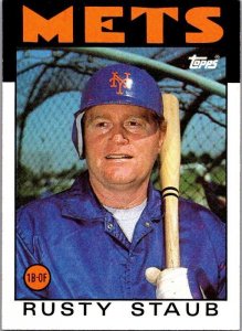 1986 Topps Baseball Card Rusty Staub New York Mets sk10711