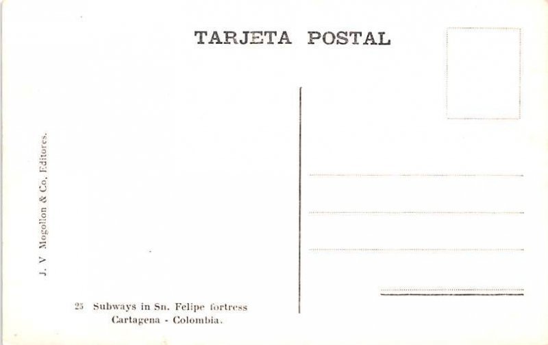 Los Tuneles Del Fuerte San Felipe Cartagena Columbia Unused 
