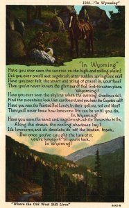 Vintage Postcard 1954 In Wyoming Where The Old West Still Lives A Poem Of Beauty