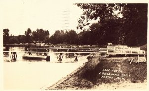 Lake Fenton - Cussawaga Beach - Fenton, Michigan Real Photo Postcard