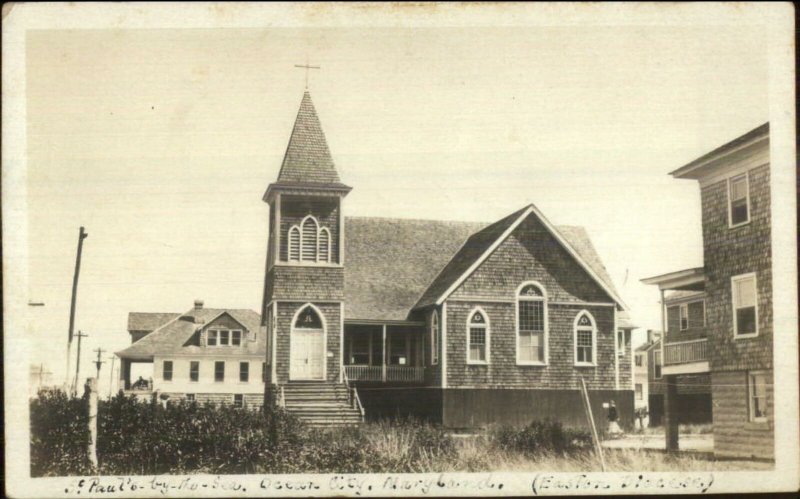 Ocean City MD St. Paul's by Sea Church c1910 Real Photo Postcard