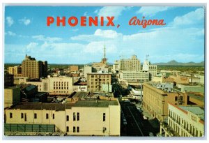 c1960's Bird's Eye View Of Phoenix Arizona AZ, Cars Building Vintage Postcard
