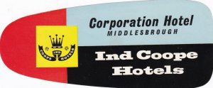 England Midlesbrough Corporation Hotel Vintage Luggage Label sk3462