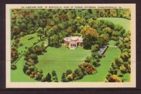 Virginia Post card  air view Monticello Jefferson 