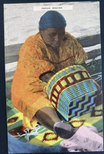 Mint USA Picture Postcard Native Americana  Indian Basket Weaver