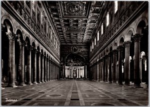 Interno Papal Basilica Di San Paolo Rome Italy Real Photo RPPC Postcard