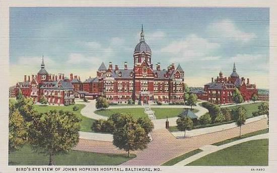 Maryland Baltimore Birds Eye View Of Johns Hopkins Hospital