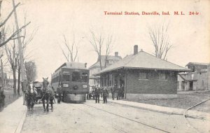 Danville Indiana Terminal Station Trolley Vintage Postcard AA100227