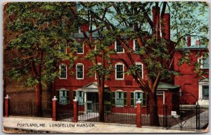 1909 Longfellow Mansion Portland Maine ME House Home Posted Postcard