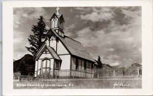 Stolen Church at Windermere BC British Columbia St. Peter's RPPC Postcard H12a