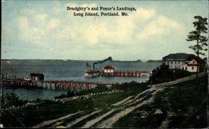 PORTLAND ME Long Island Doudghyty's and Ponce's Landings c1910 Postcard
