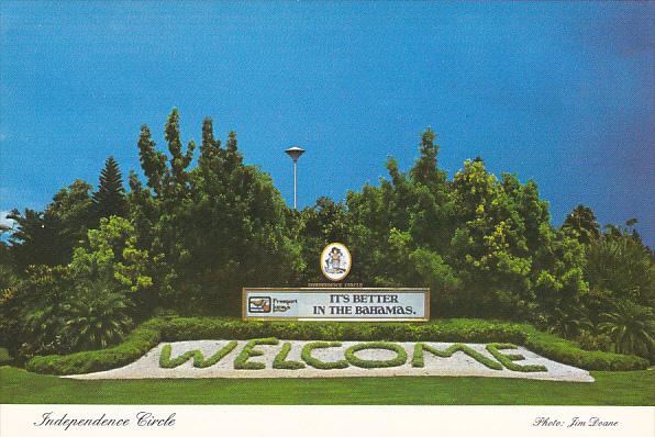 Bahamas Freeport Independence Circle Welcome Sign